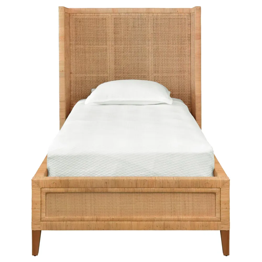 Dolly Twin Size Wingback Bed - Brown, Rattan image