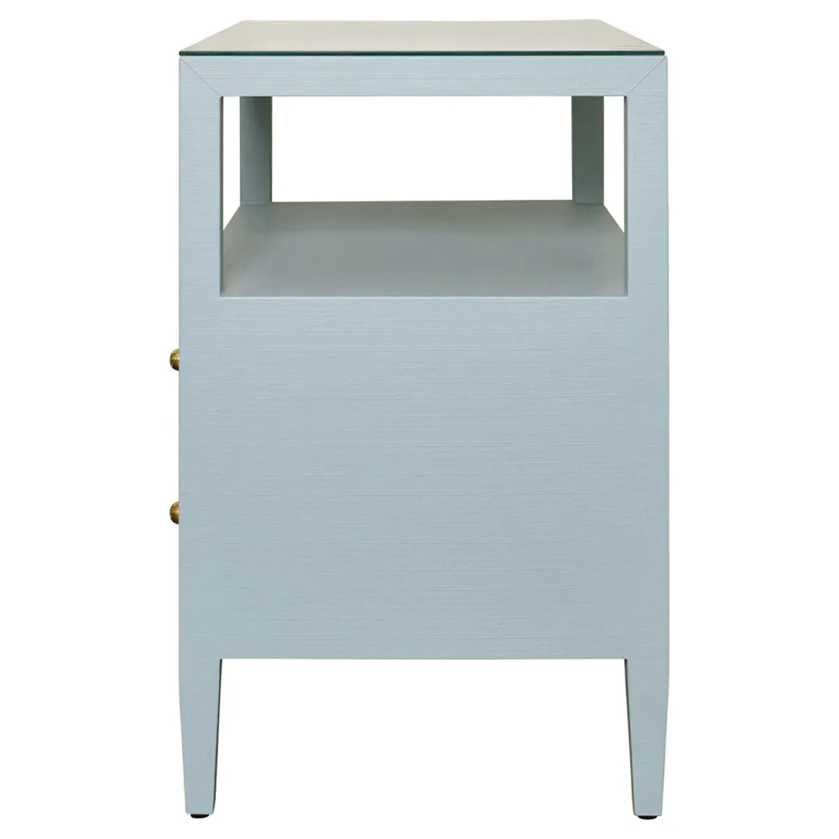 Douglas Nightstand with Storage - Blue, Linen