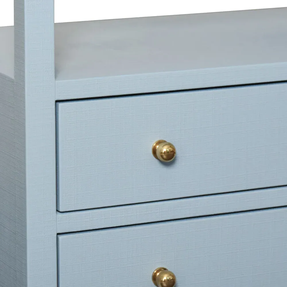 Douglas Nightstand with Storage - Blue, Linen