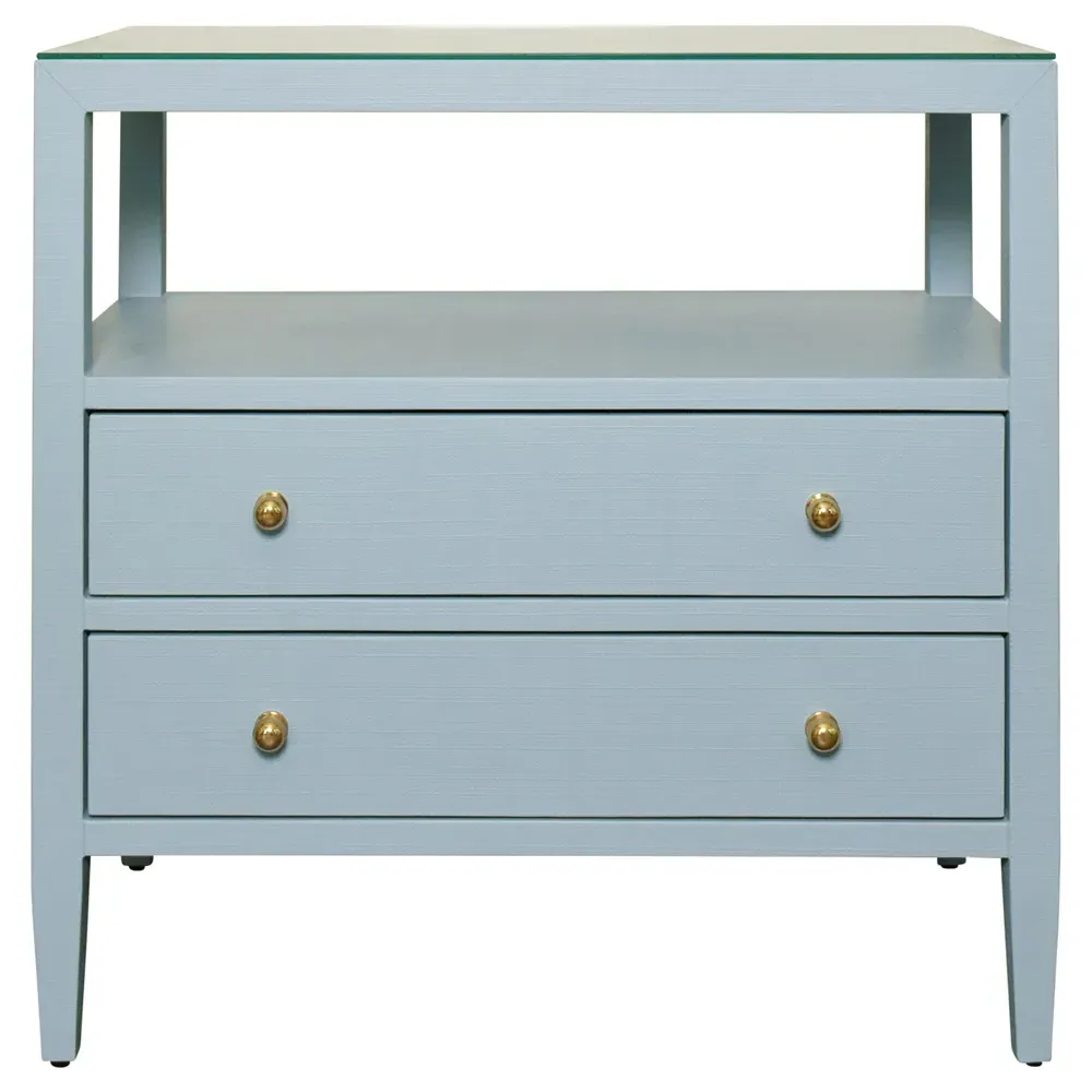Douglas Nightstand with Storage - Blue, Linen image
