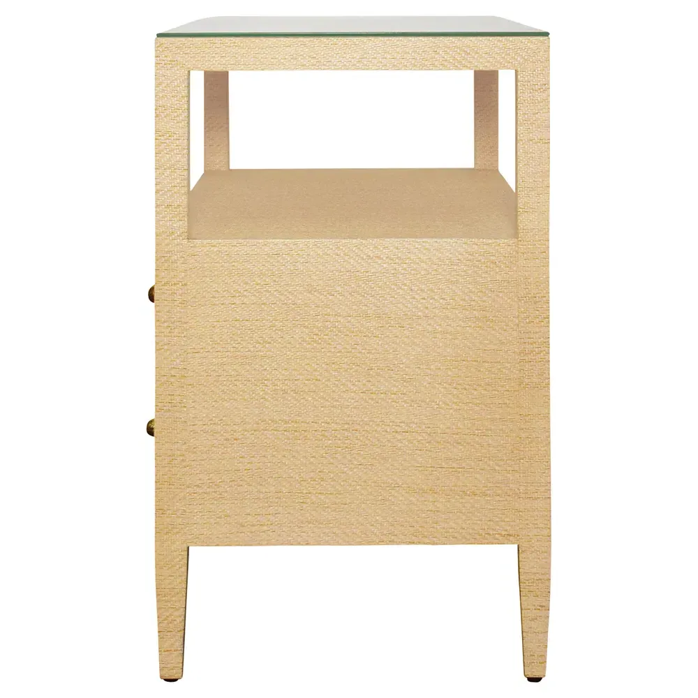 Douglas Nightstand with Storage - Natural, Grasscloth
