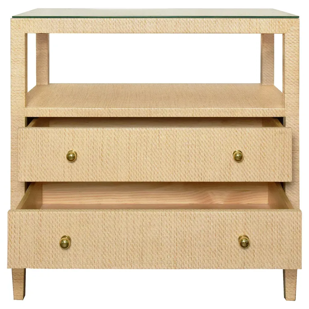 Douglas Nightstand with Storage - Natural, Grasscloth