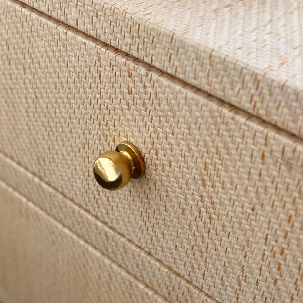 Douglas Nightstand with Storage - Natural, Grasscloth