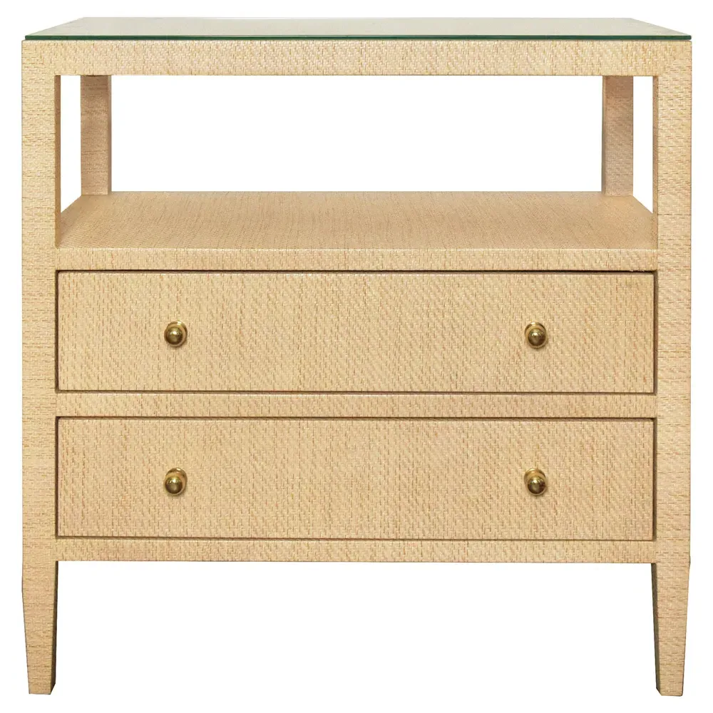 Douglas Nightstand with Storage - Natural, Grasscloth image