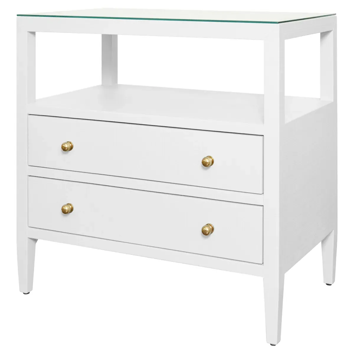 Douglas Nightstand with Storage - White, Linen