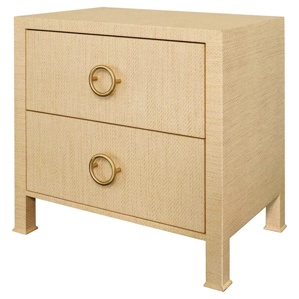 Edelman Side Table with 2 Drawers - Natural, Grasscloth
