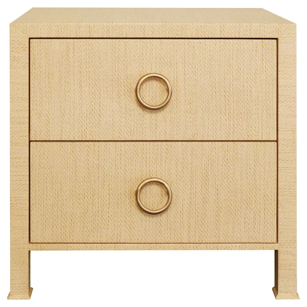 Edelman Side Table with 2 Drawers - Natural, Grasscloth