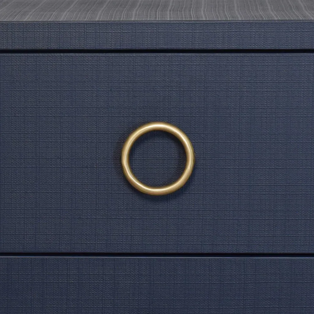 Edelman Side Table with 2 Drawers - Navy, Linen