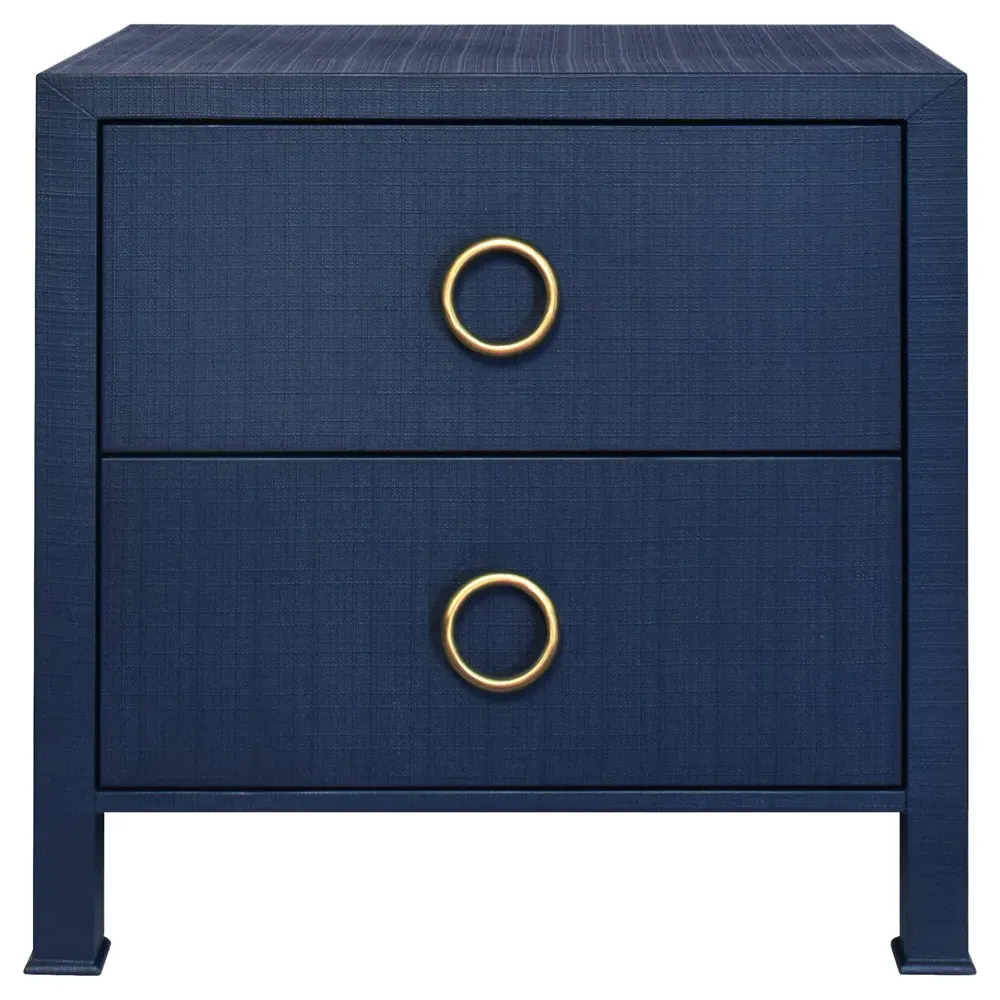 Edelman Side Table with 2 Drawers - Navy, Linen