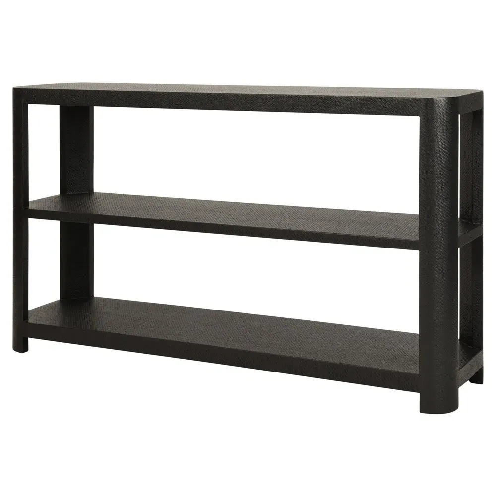 Emery Console Table - Black, Grasscloth