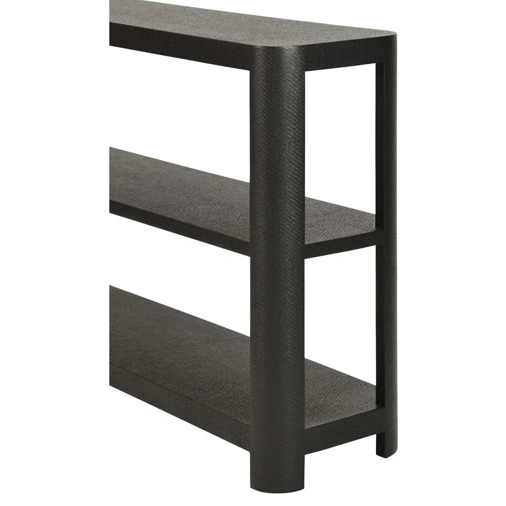 Emery Console Table - Black, Grasscloth