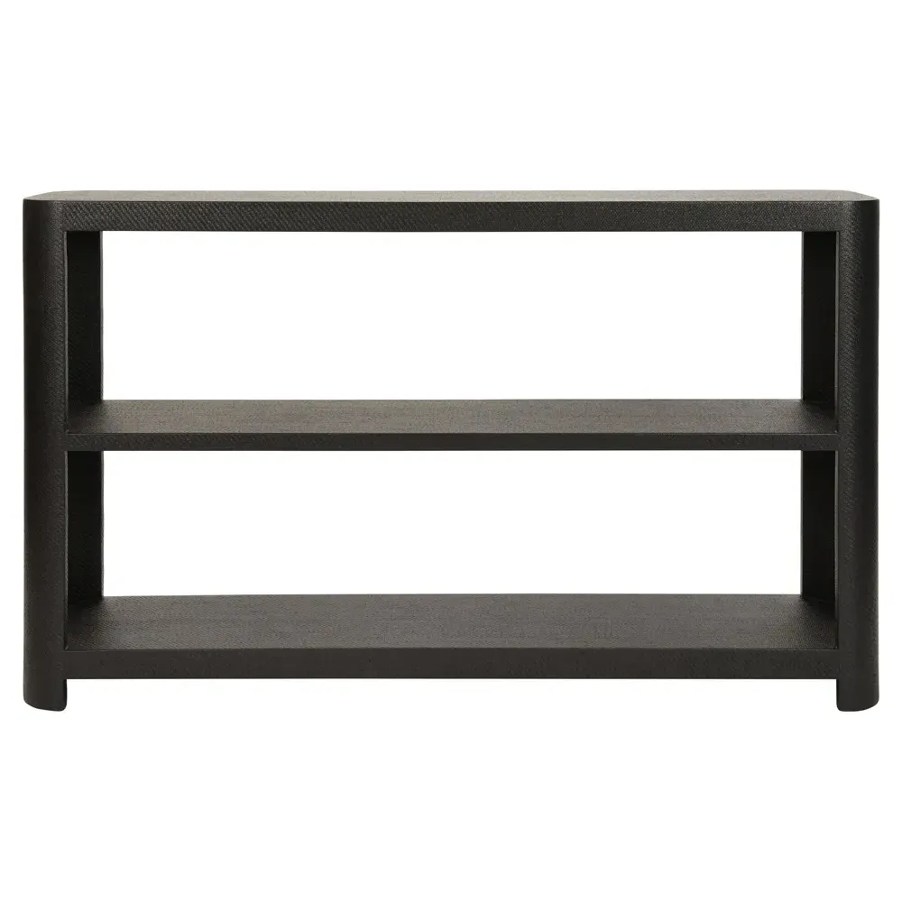Emery Console Table - Black, Grasscloth image