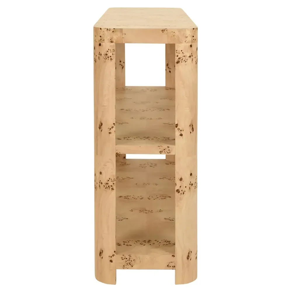 Emery Console Table - Brown, Burl Wood