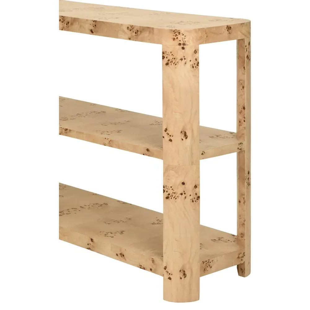 Emery Console Table - Brown, Burl Wood