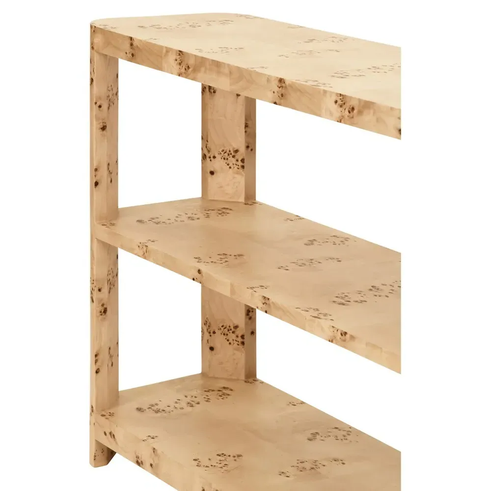 Emery Console Table - Brown, Burl Wood