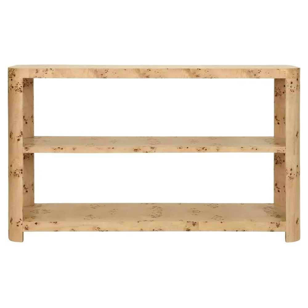 Emery Console Table - Brown, Burl Wood