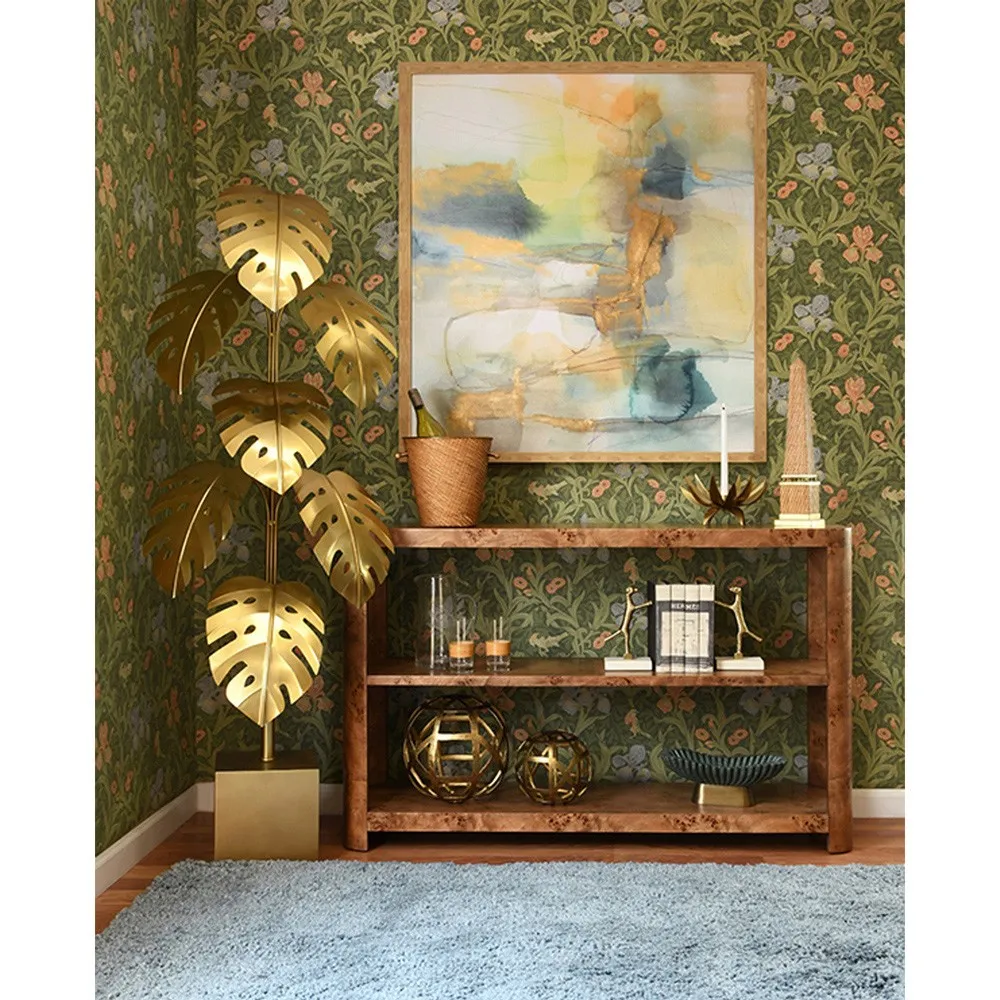 Emery Console Table - Dark Brown, Burl Wood