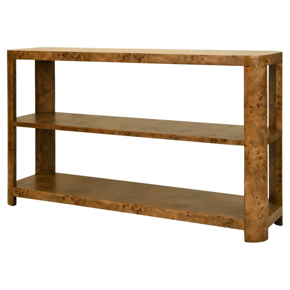 Emery Console Table - Dark Brown, Burl Wood