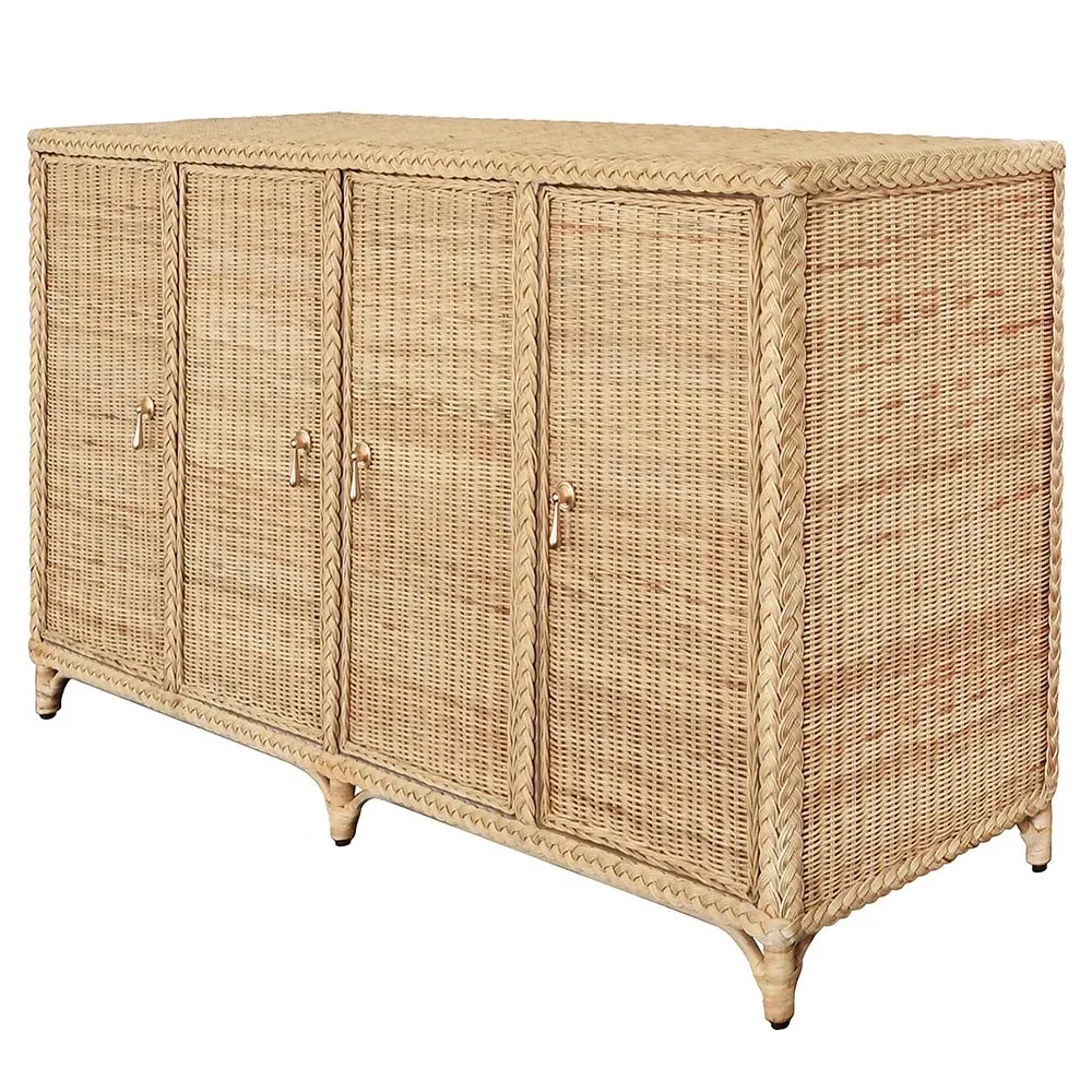 Evander Buffet with Brass Pulls - Natural, Rattan