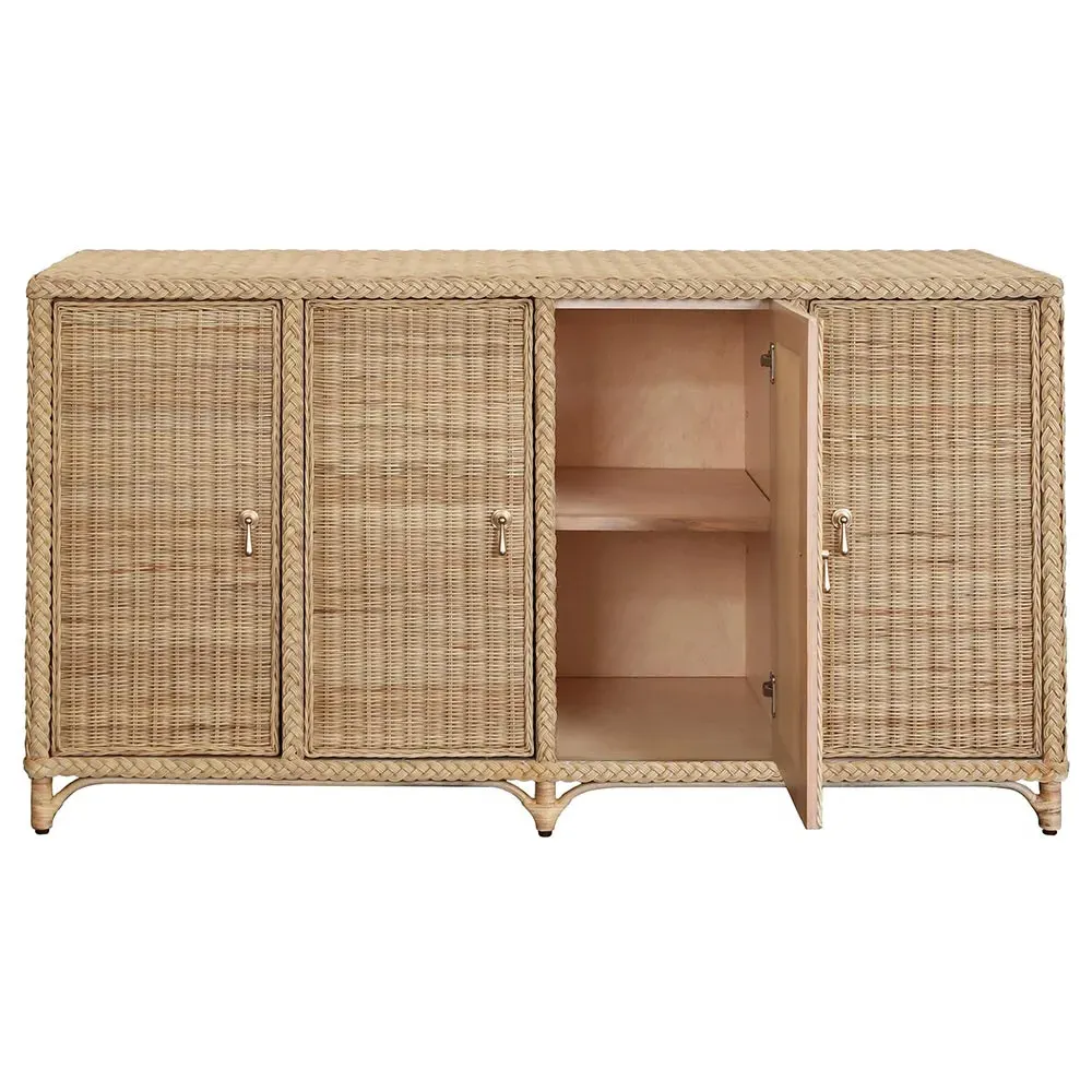 Evander Buffet with Brass Pulls - Natural, Rattan