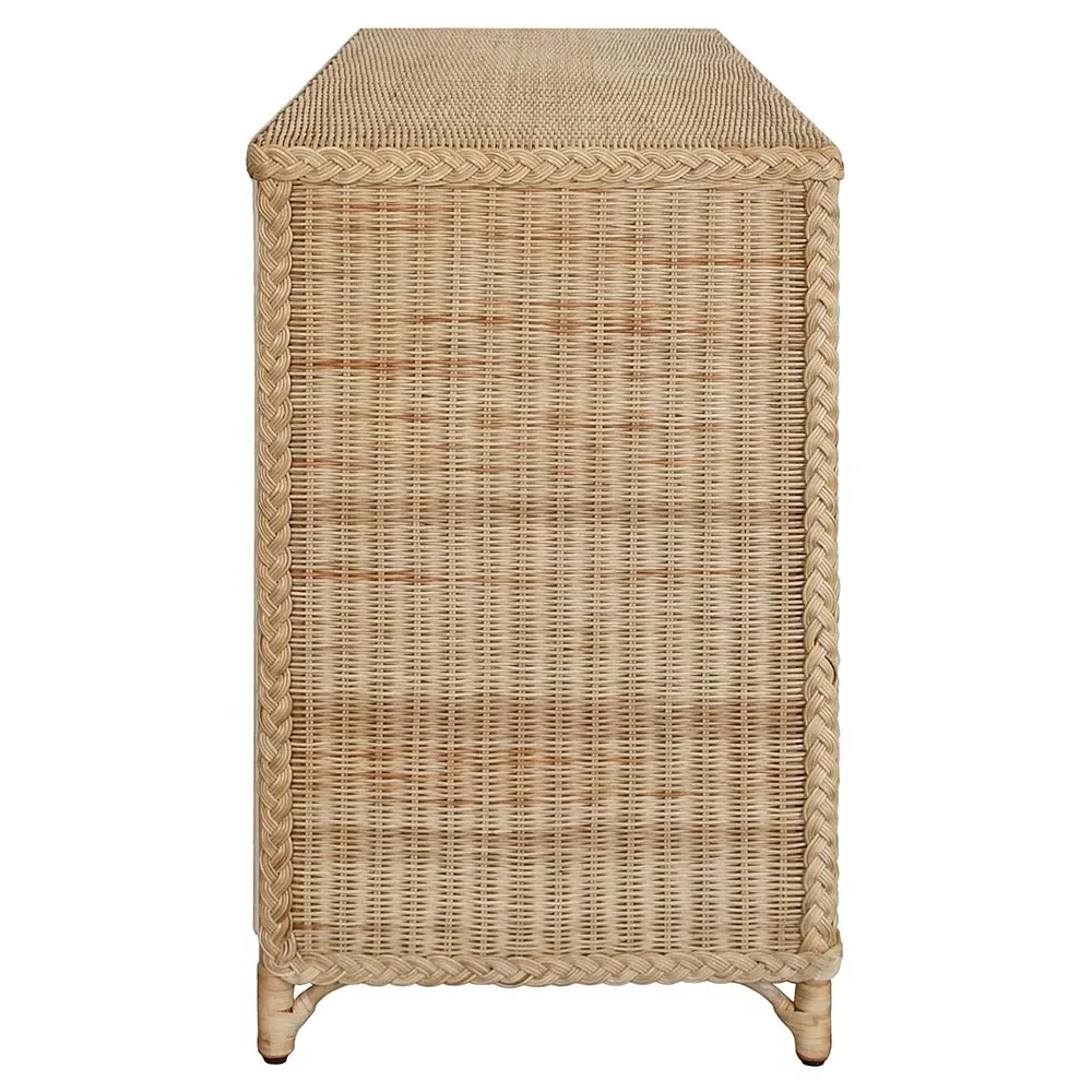 Evander Buffet with Brass Pulls - Natural, Rattan