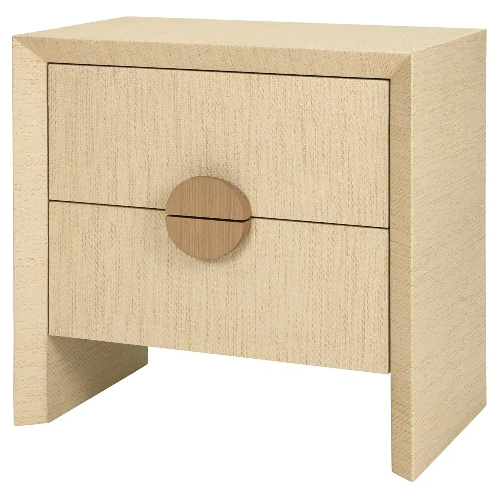 Ezra Side Table - Cerused, Grasscloth