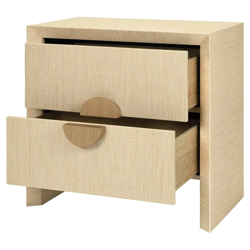 Ezra Side Table - Cerused, Grasscloth