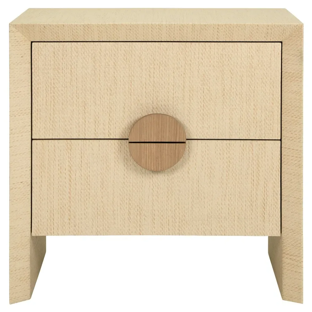 Ezra Side Table - Cerused, Grasscloth image