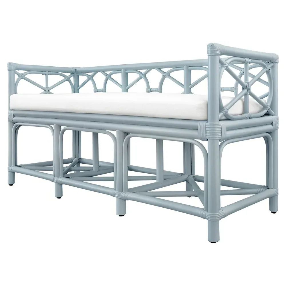 Ferguson Entryway Bench - Light Blue, Rattan