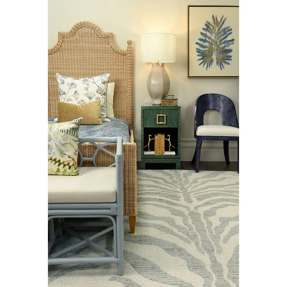 Ferguson Entryway Bench - Light Blue, Rattan