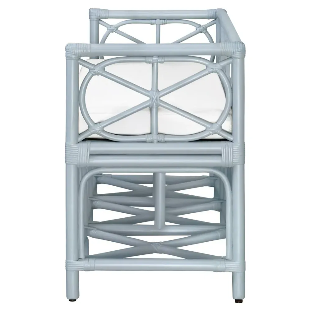 Ferguson Entryway Bench - Light Blue, Rattan