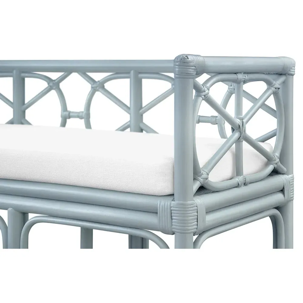 Ferguson Entryway Bench - Light Blue, Rattan