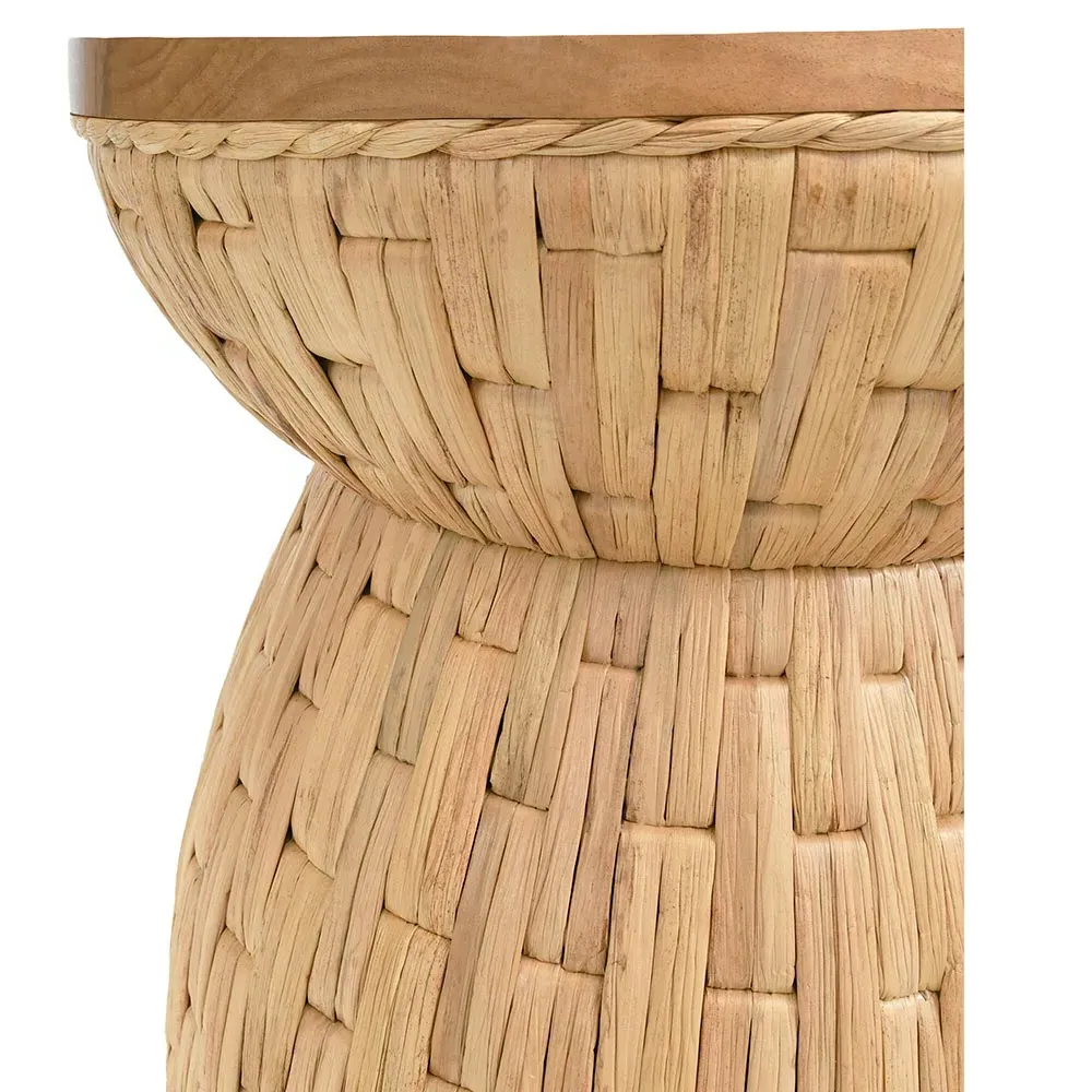 Fiji Round Side Table - Brown, Water Hyacinth