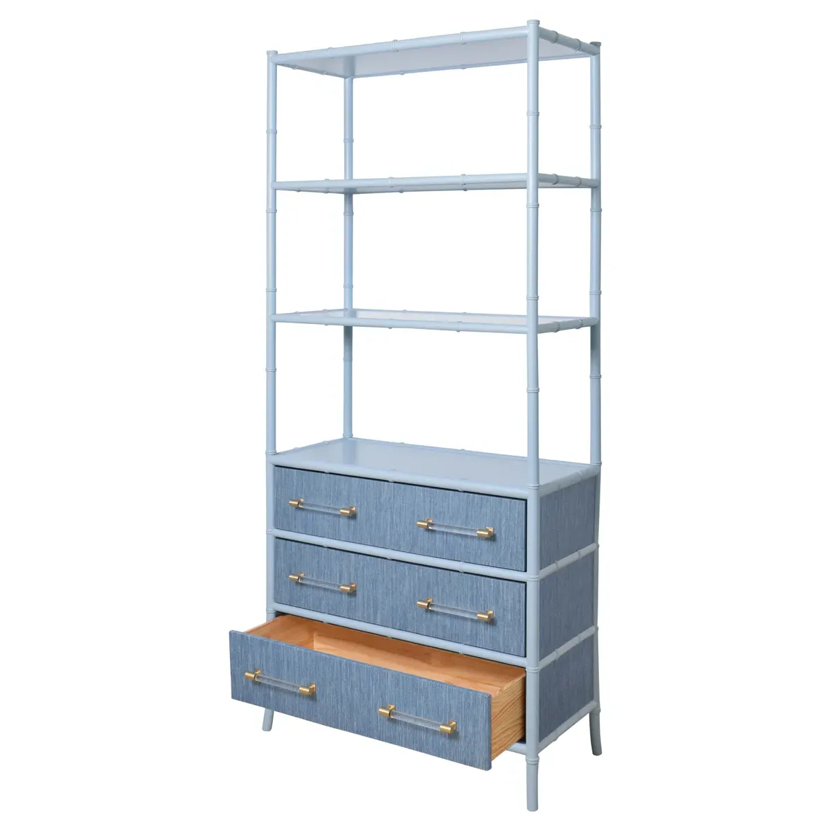 Flynn Bamboo Grasscloth Etagere - Light Blue