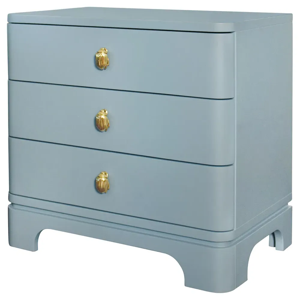 Fortune Side Table with 3 Drawers - Light Blue, Wood