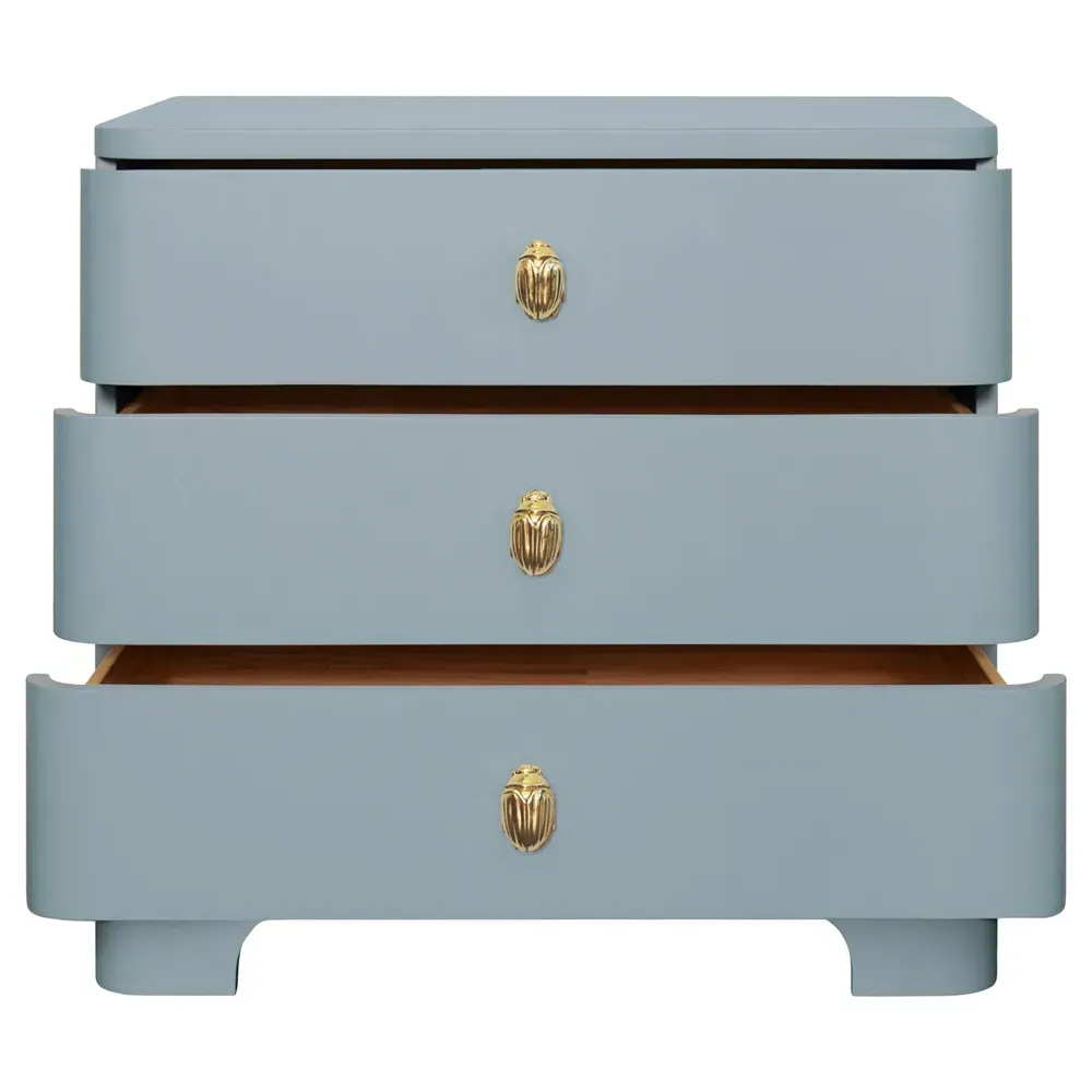 Fortune Side Table with 3 Drawers - Light Blue, Wood