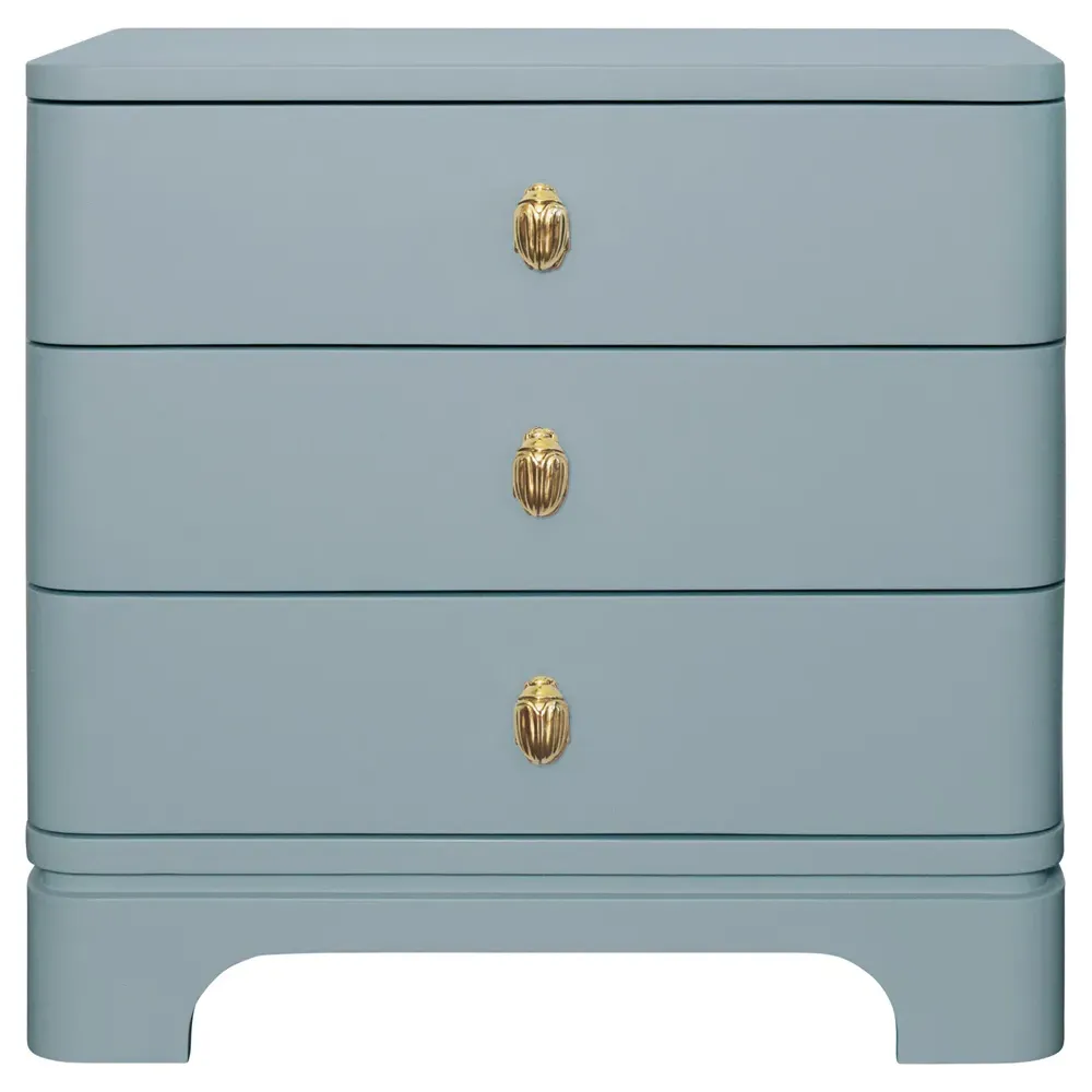 Fortune Side Table with 3 Drawers - Light Blue, Wood image