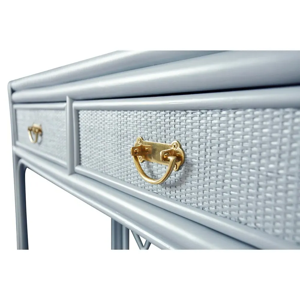 Gideon Console Table - Light Blue, Rattan