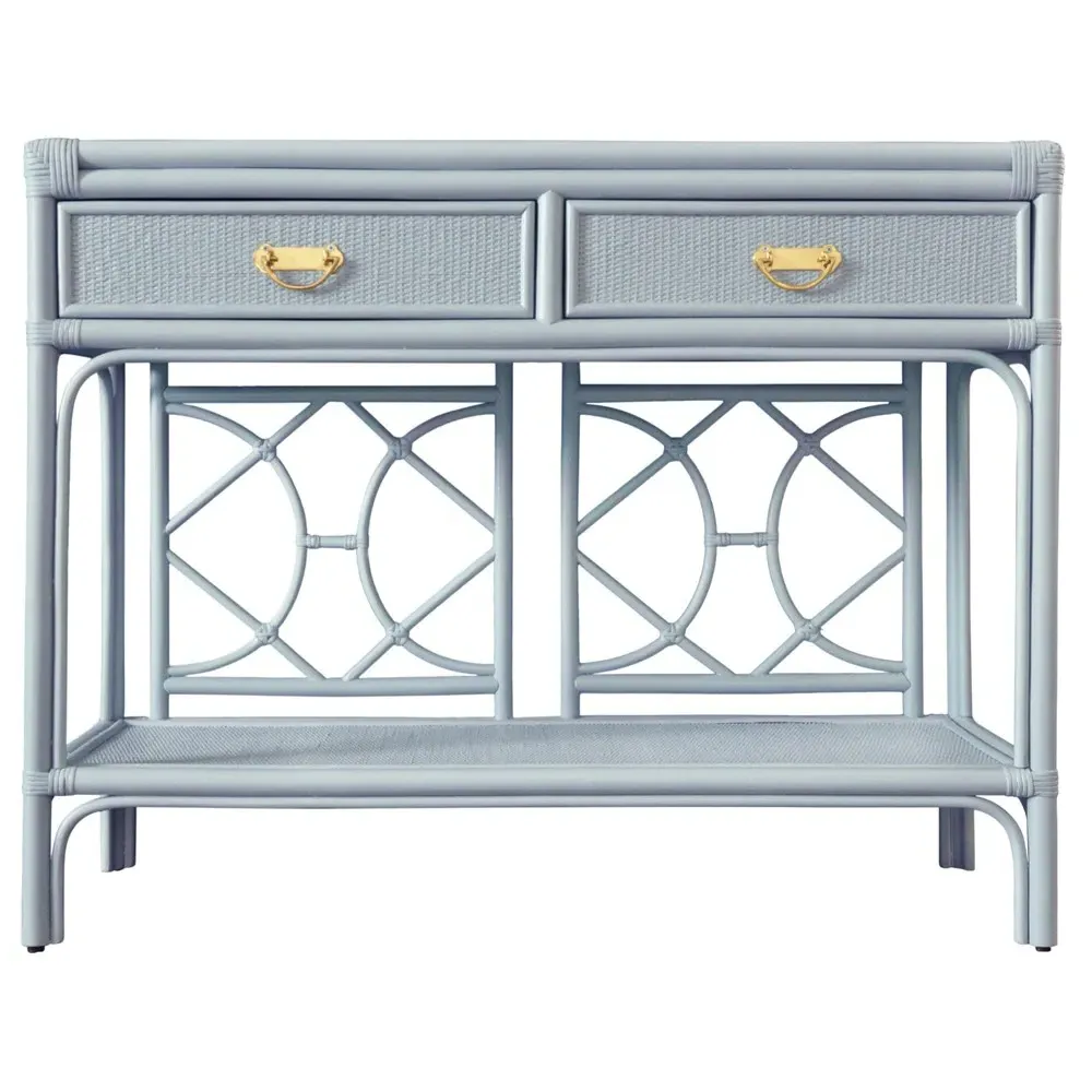 Gideon Console Table - Light Blue, Rattan image