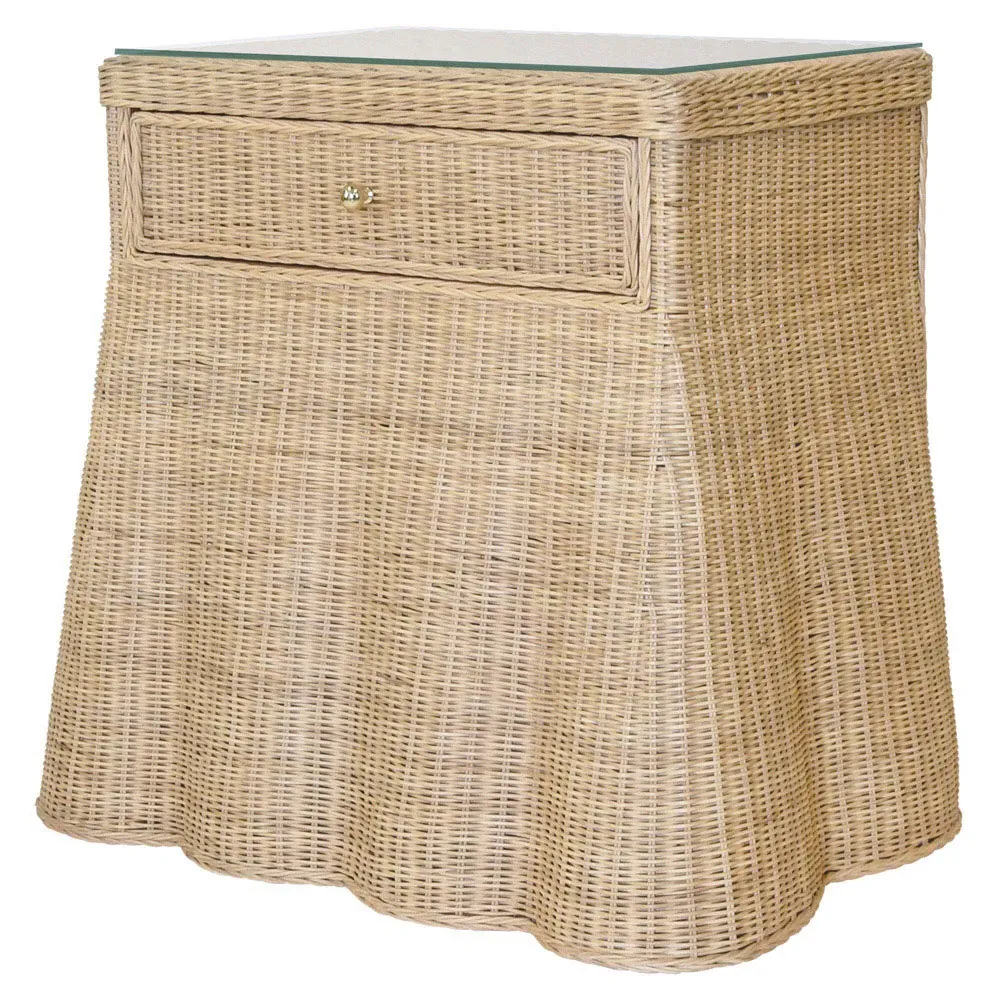 Giselle Scalloped Nightstand - Natural, Rattan