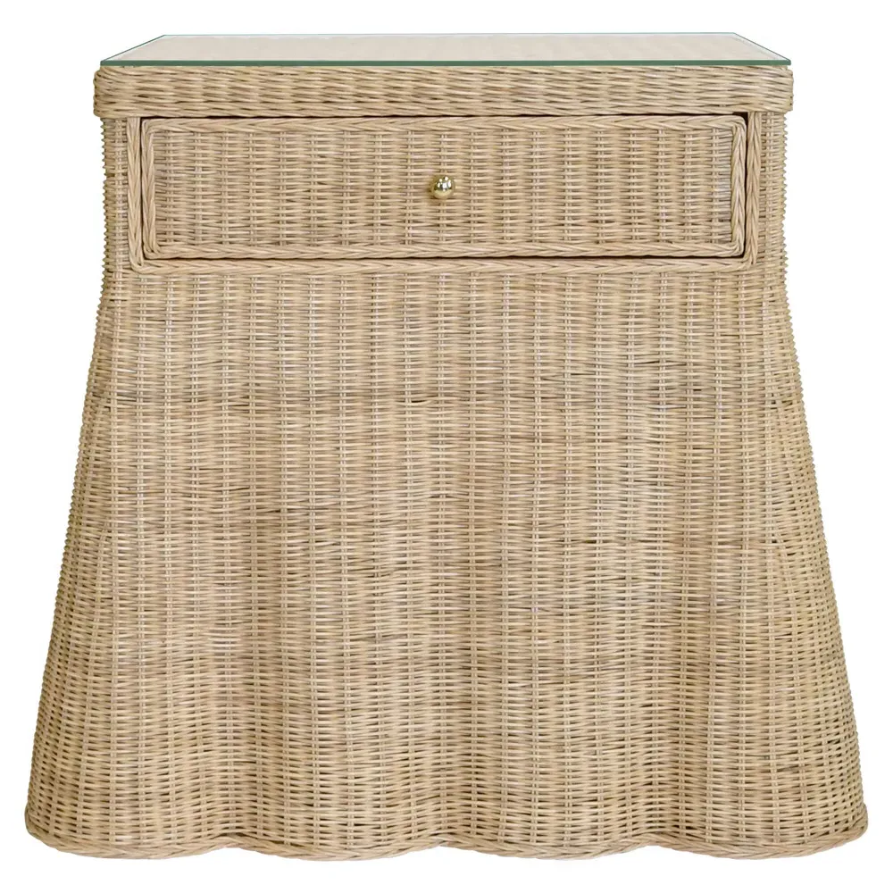 Giselle Scalloped Nightstand - Natural, Rattan image