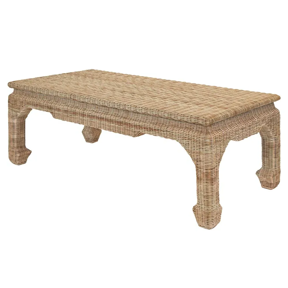 Guinevere Rectangular Coffee Table - Brown, Rattan
