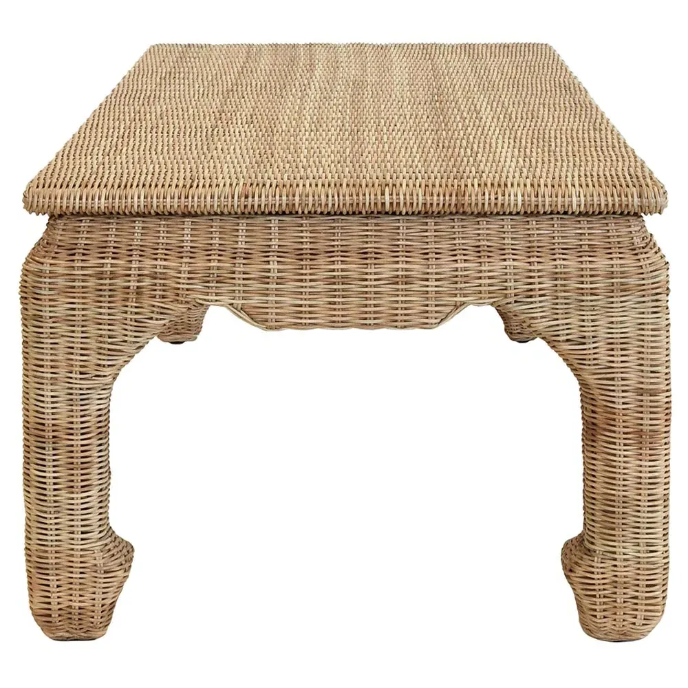Guinevere Rectangular Coffee Table - Brown, Rattan