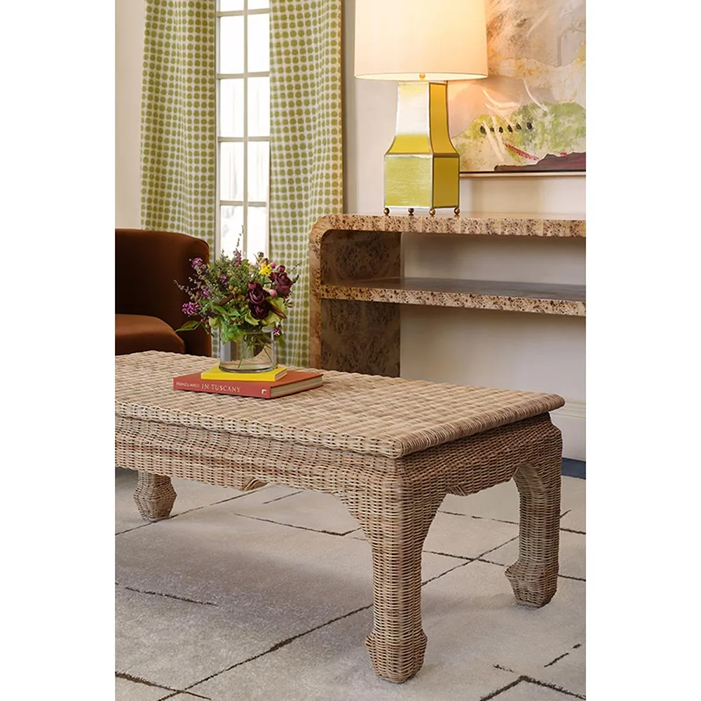 Guinevere Rectangular Coffee Table - Brown, Rattan