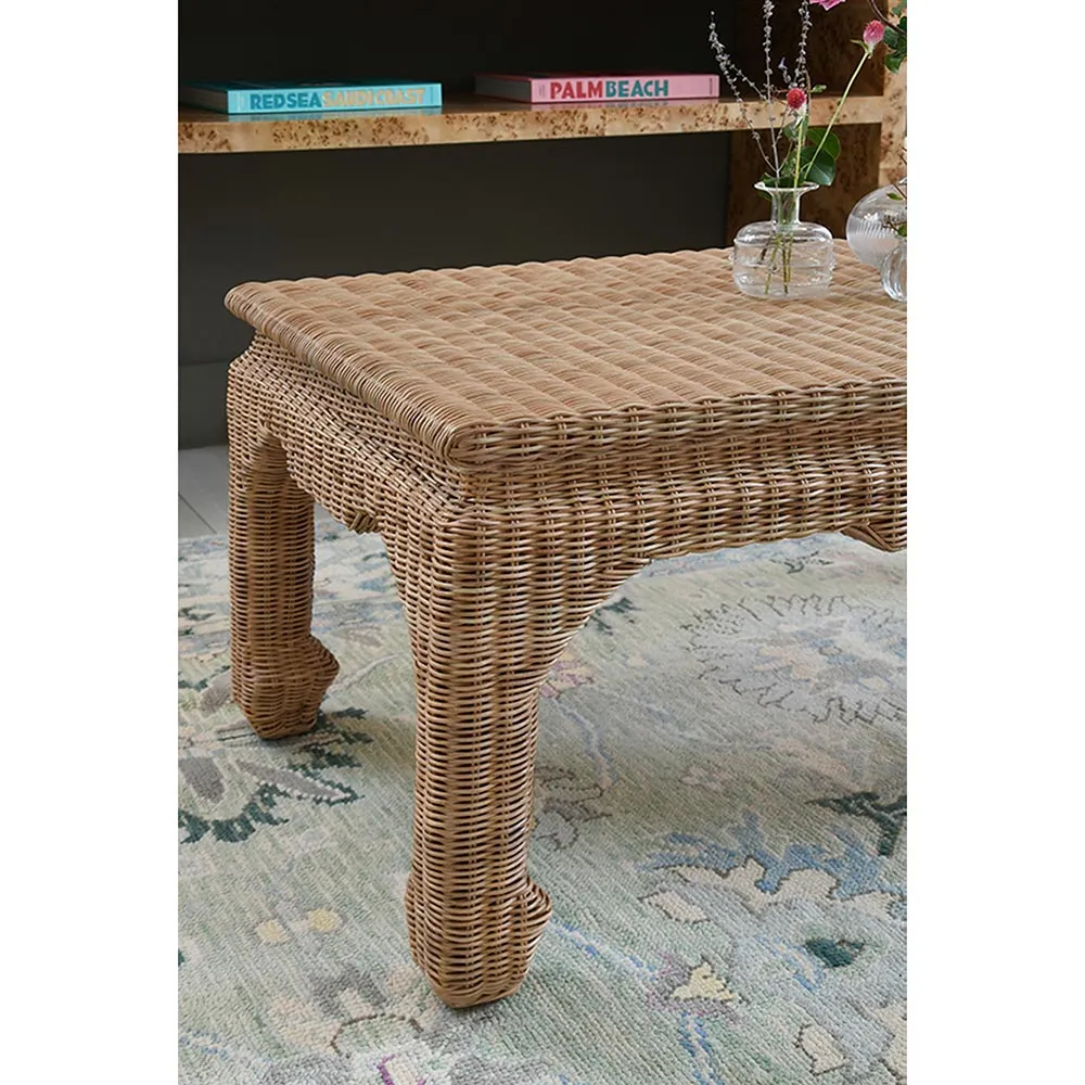 Guinevere Rectangular Coffee Table - Brown, Rattan