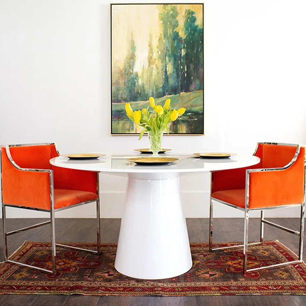 Hamilton French Round Dining Table - White, Wood