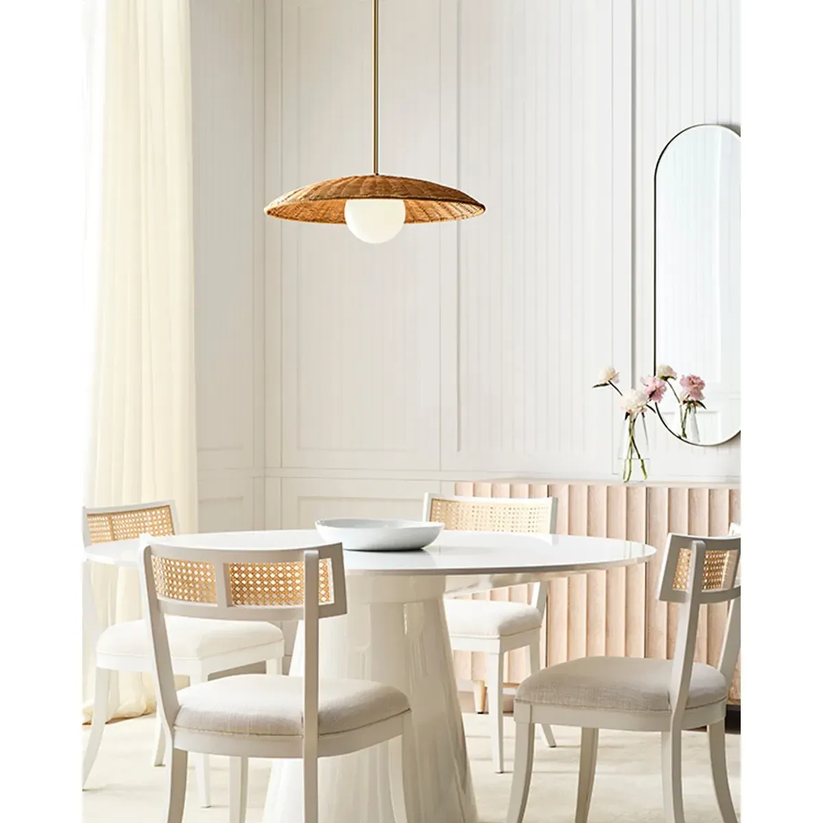 Hamilton French Round Dining Table - White, Wood