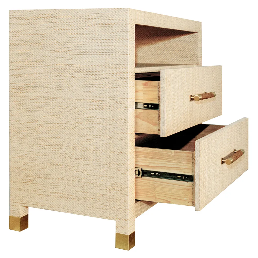 Hancock Side Table - Natural, Grasscloth
