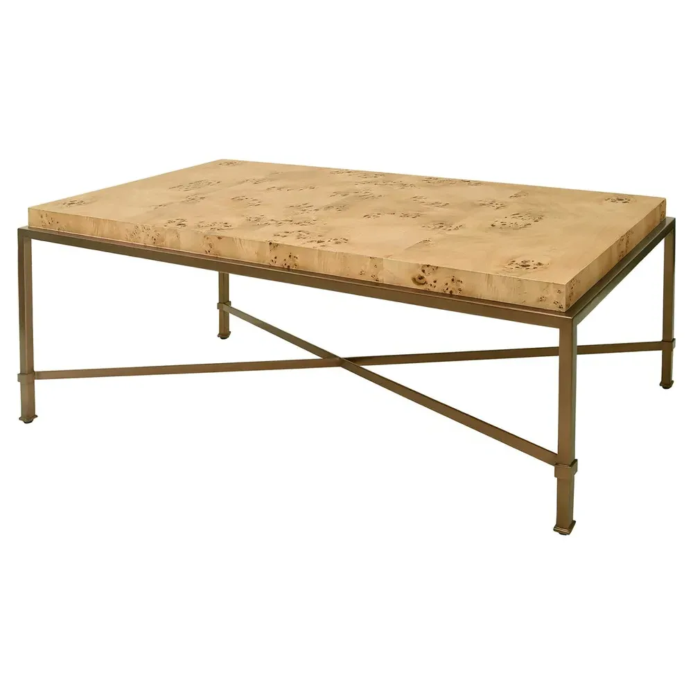 Hardwick Rectangular Coffee Table - Brown, Burl Wood