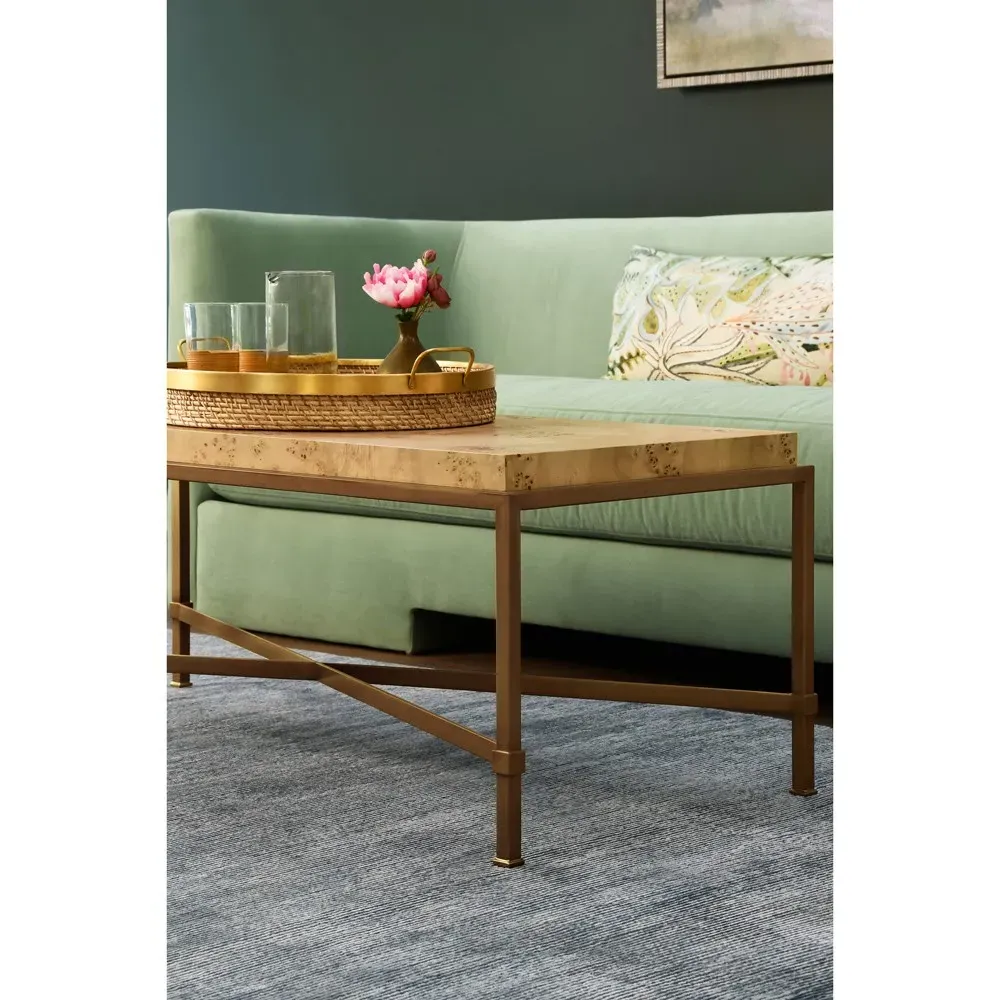 Hardwick Rectangular Coffee Table - Brown, Burl Wood